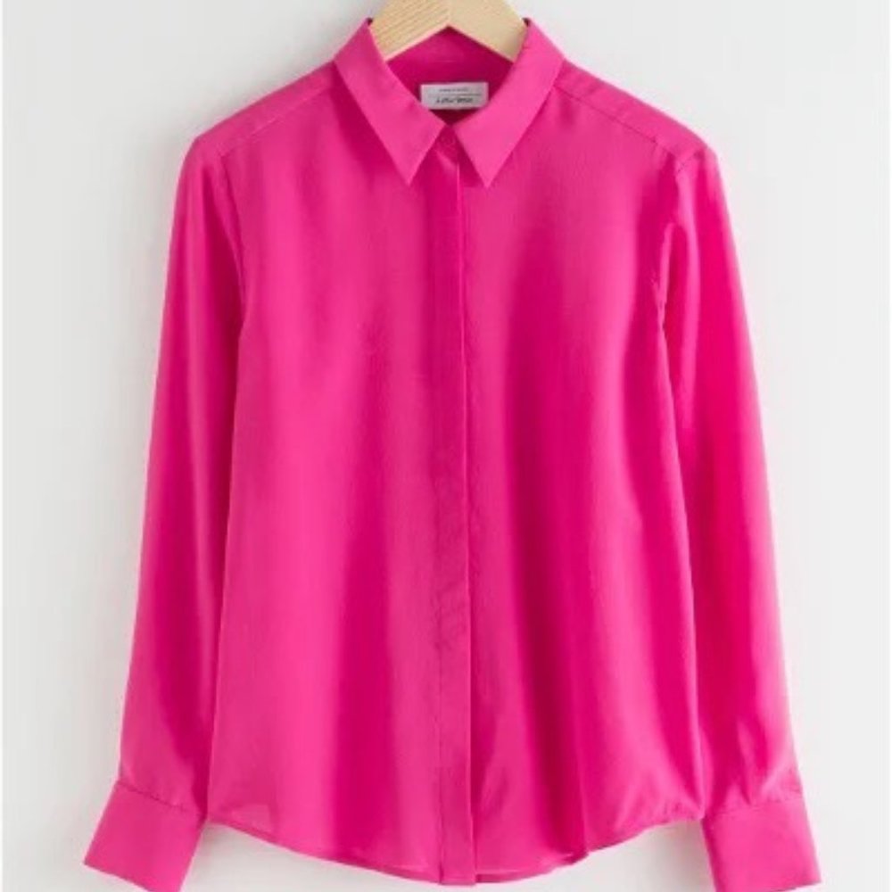 Perfect Barbie pink silk button-up from & Other Stories, size 2 !!
